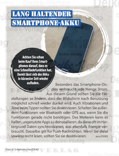 Lang haltender Smartphone Akku