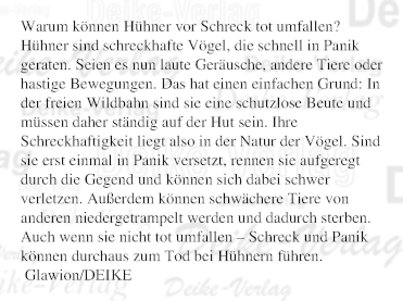 Warum können Hühner vor Schreck tot umfallen?