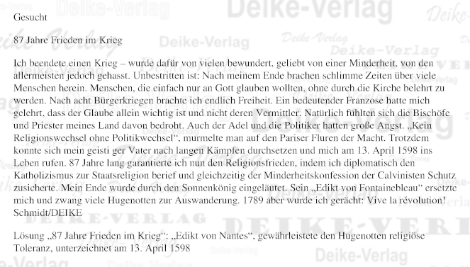 Edikt von Nantes - Personenrätsel KW 1523