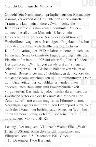 Walt Disney - Personenrätsel KW 5226