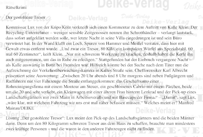 Der gestohlene Tresor (Kommissar Lux)