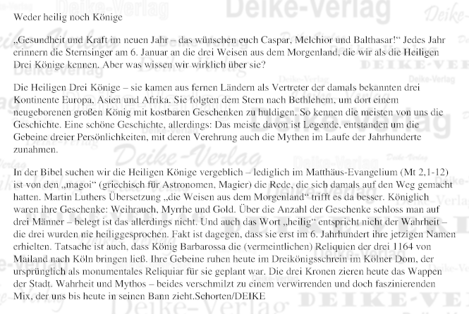 Weder heilig noch Könige