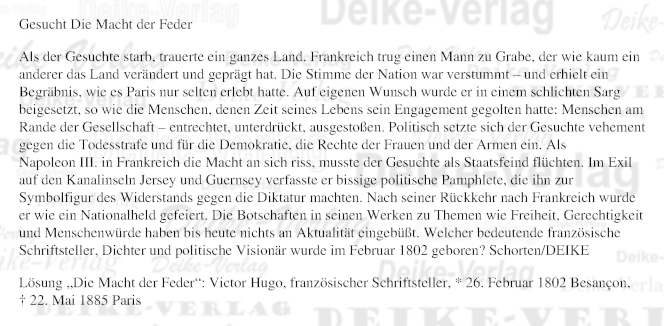 Victor Hugo - Personenrätsel KW