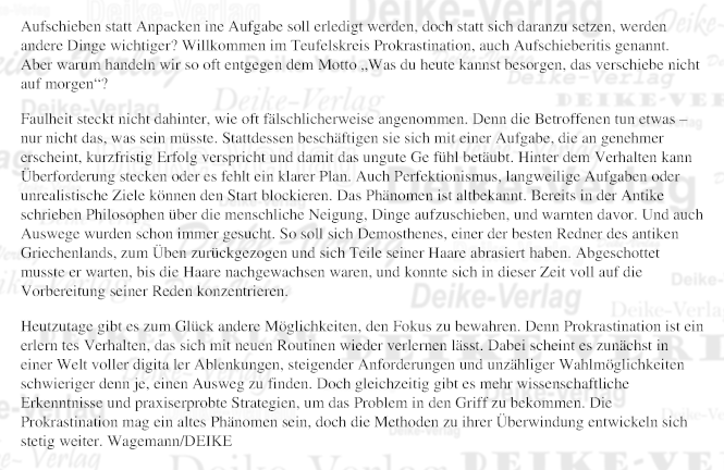 Aufschieben statt Anpacken