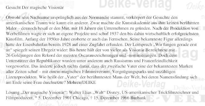 Walt Disney - Personenrätsel KW 5226