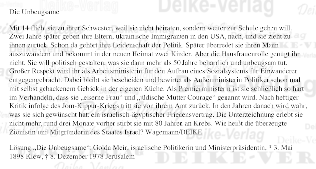 Golda Meir - Personenrätsel KW 1223
