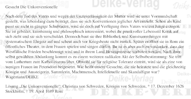 Christina von Schweden - Personenrätsel KW 5126