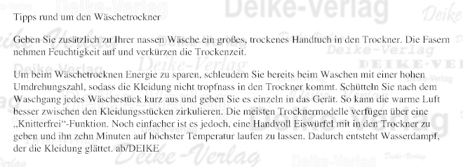 Tipps rund um den Wäschetrockner