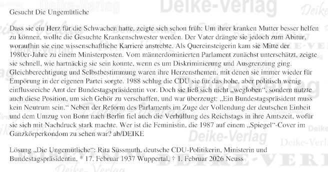 Rita Süßmuth - Personenrätsel KW