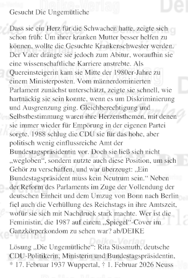 Rita Süßmuth - Personenrätsel KW