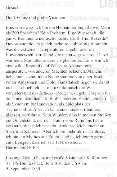 Kalifornien - Texträtsel KW 3625