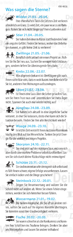 Wochenhoroskop KW 4926