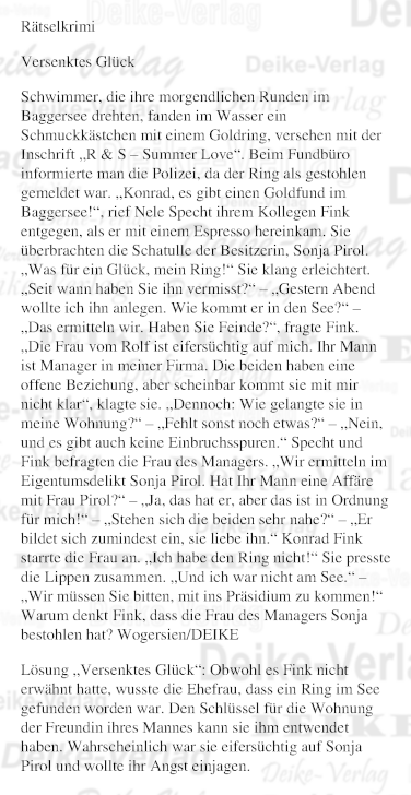 Versenktes Glück - Rätselkrimi (Fink und Specht)